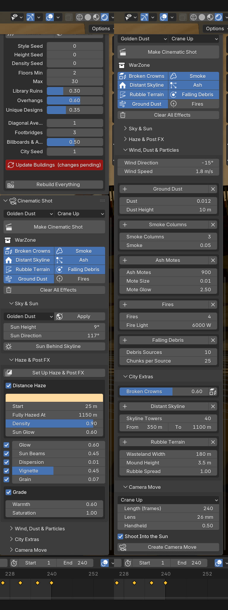 Cinematic Shot panel