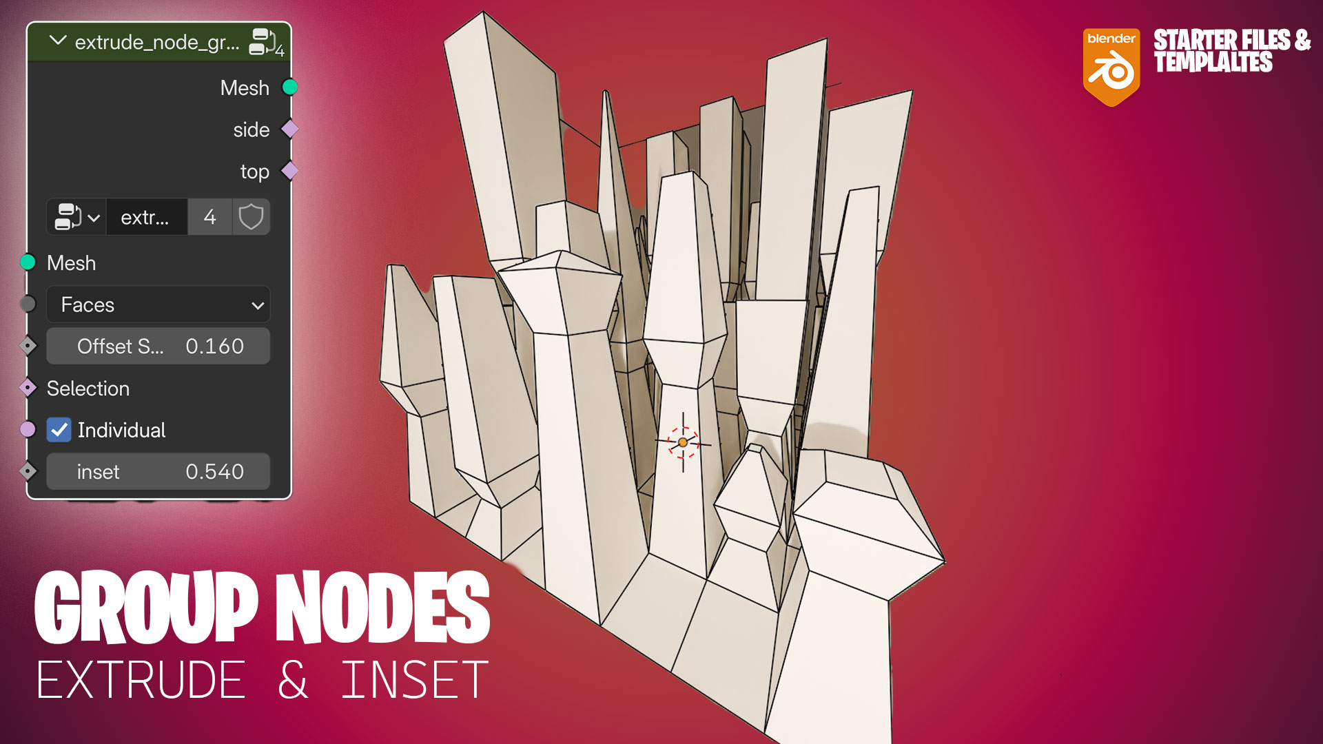 Extrude and inset custom Node group